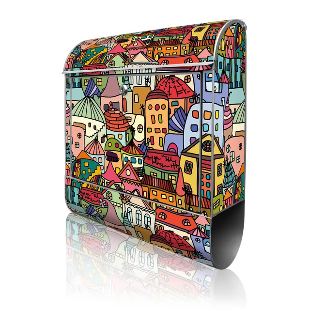 Banjado Briefkasten Funky Town Silber mit Zeitungsfach