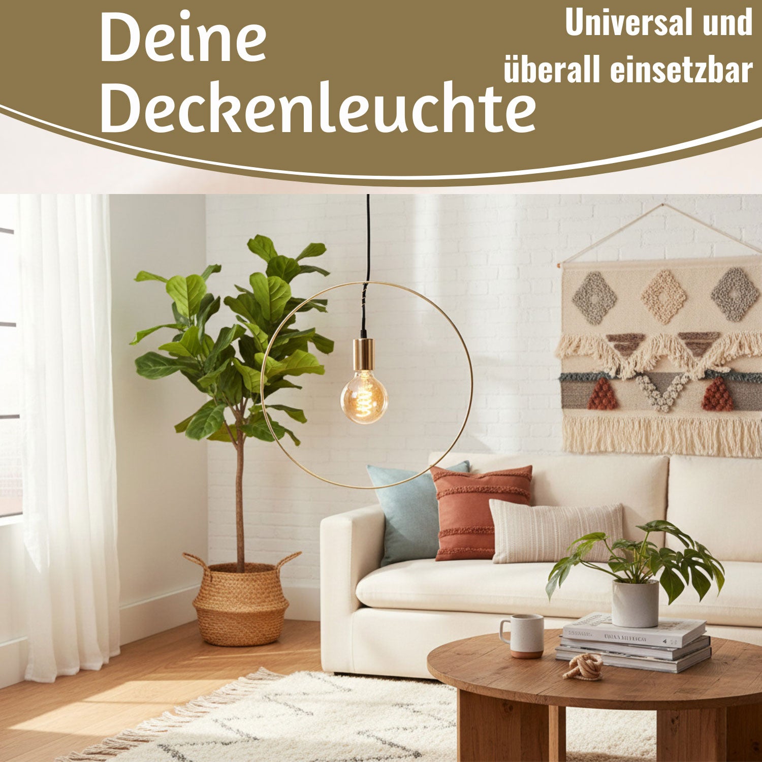 LS-LebenStil Athen Pendel-Leuchte Ring Gold 40cm E27