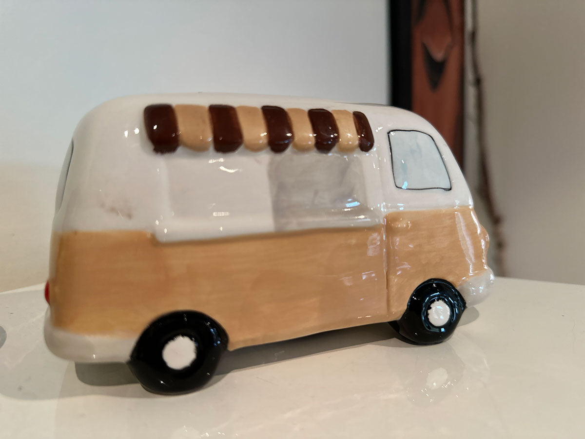 LS-LebenStil Keramik Sparschwein Bus 16cm retro