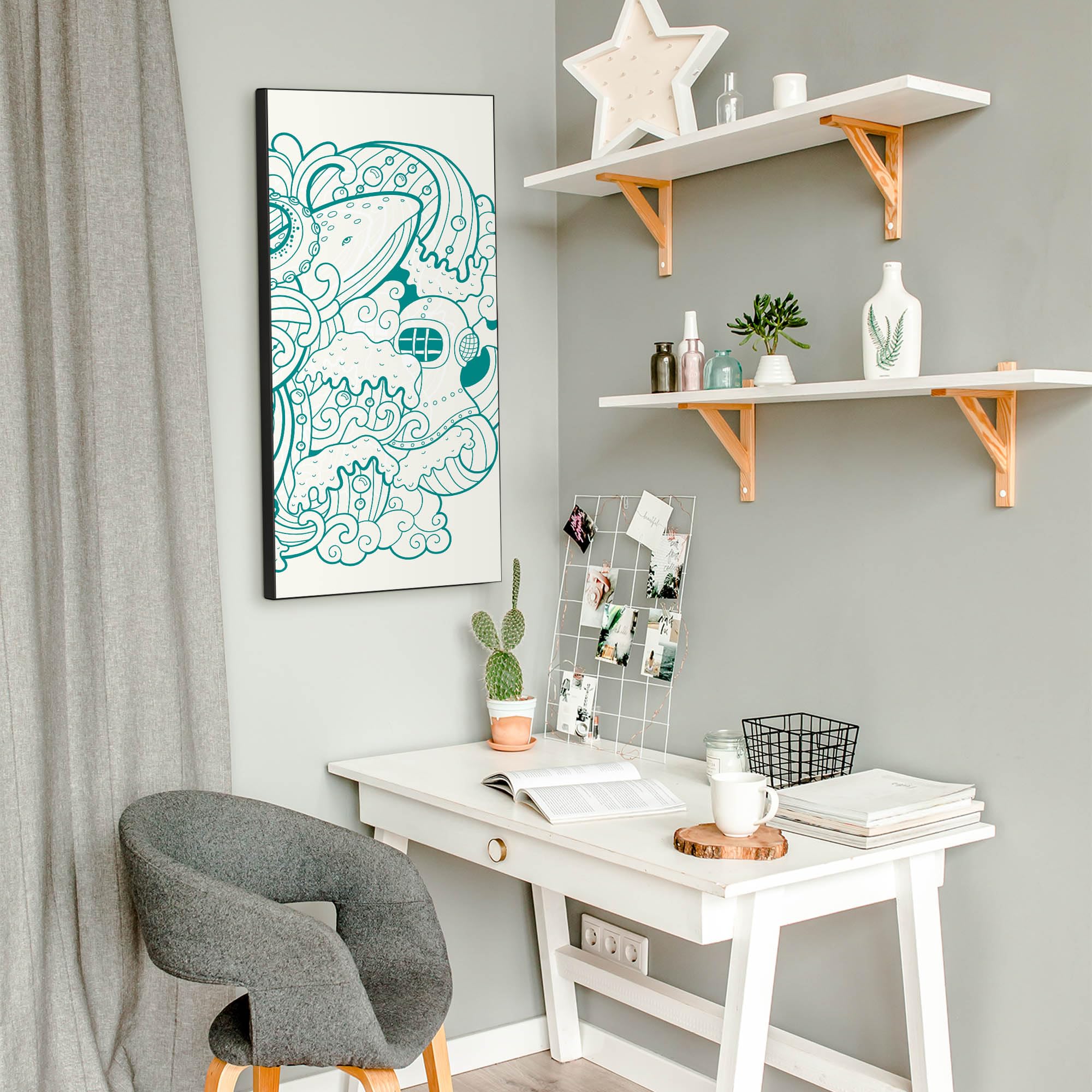 Banjado Magnettafel 37x78 cm Magnetwand Motiv Tiefsee