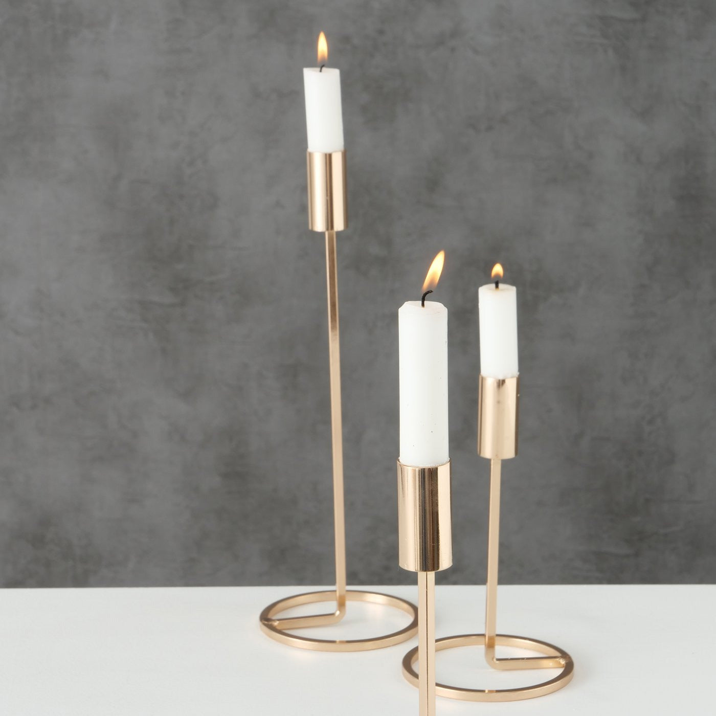 LS-LebenStil Kerzenständer Gold 20-32cm 3er Set Metall