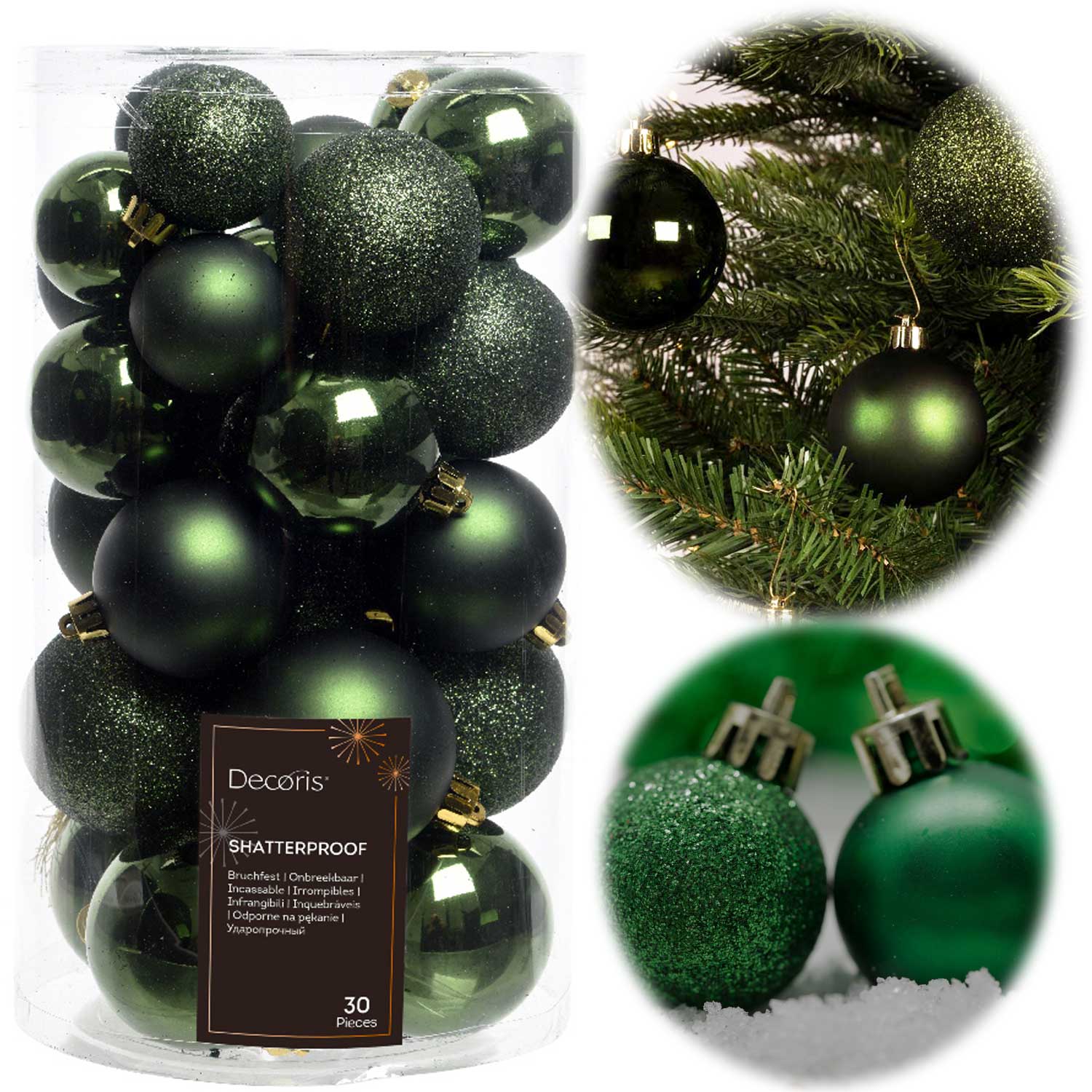 LS-LebenStil Möbel & Wohnen Weihnachtskugeln Grün 30 Stück 6cm