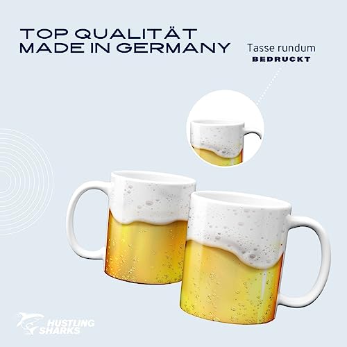 Hustling Sharks Männertasse Biermotiv 330ml Keramik Weiß