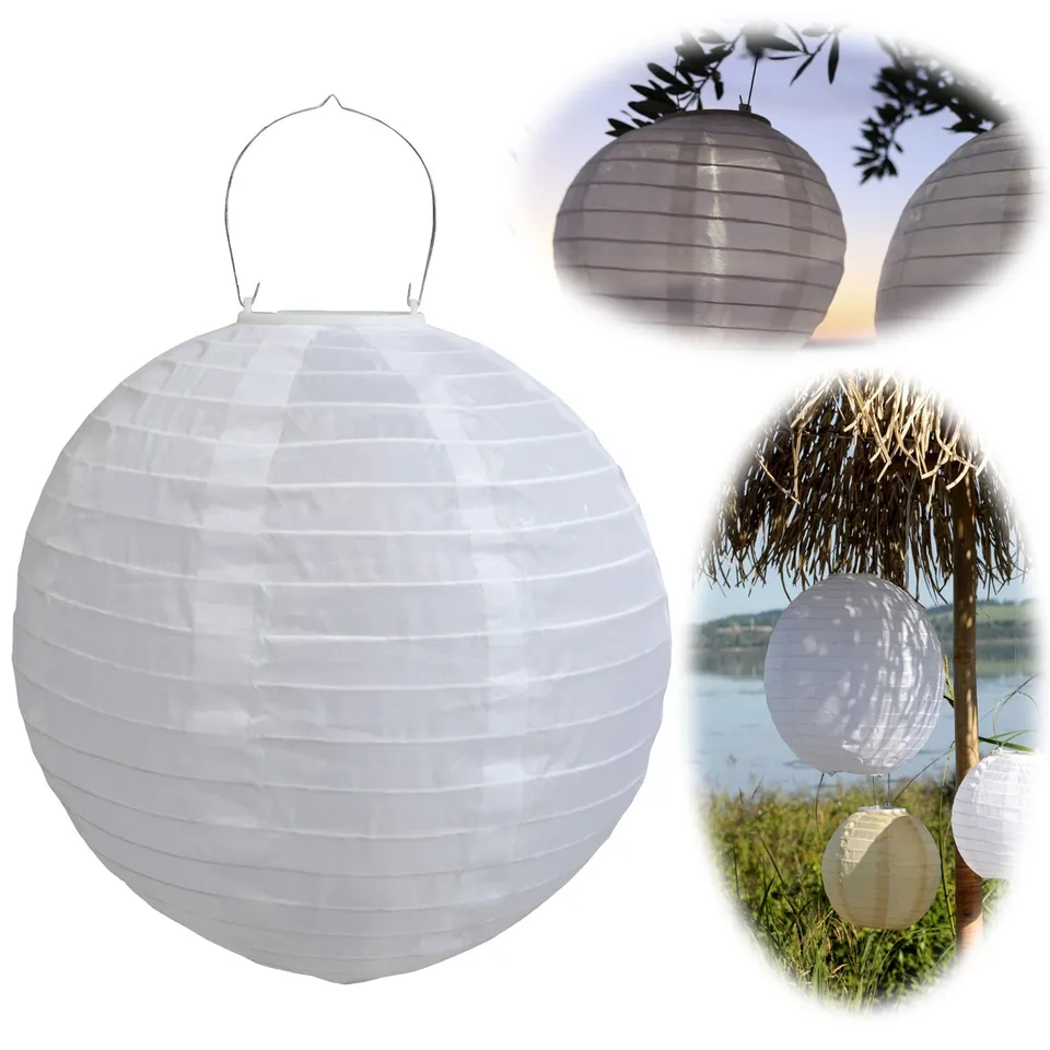 LS-LebenStil Garten Solar Lampion Weiß 30 cm Nylon