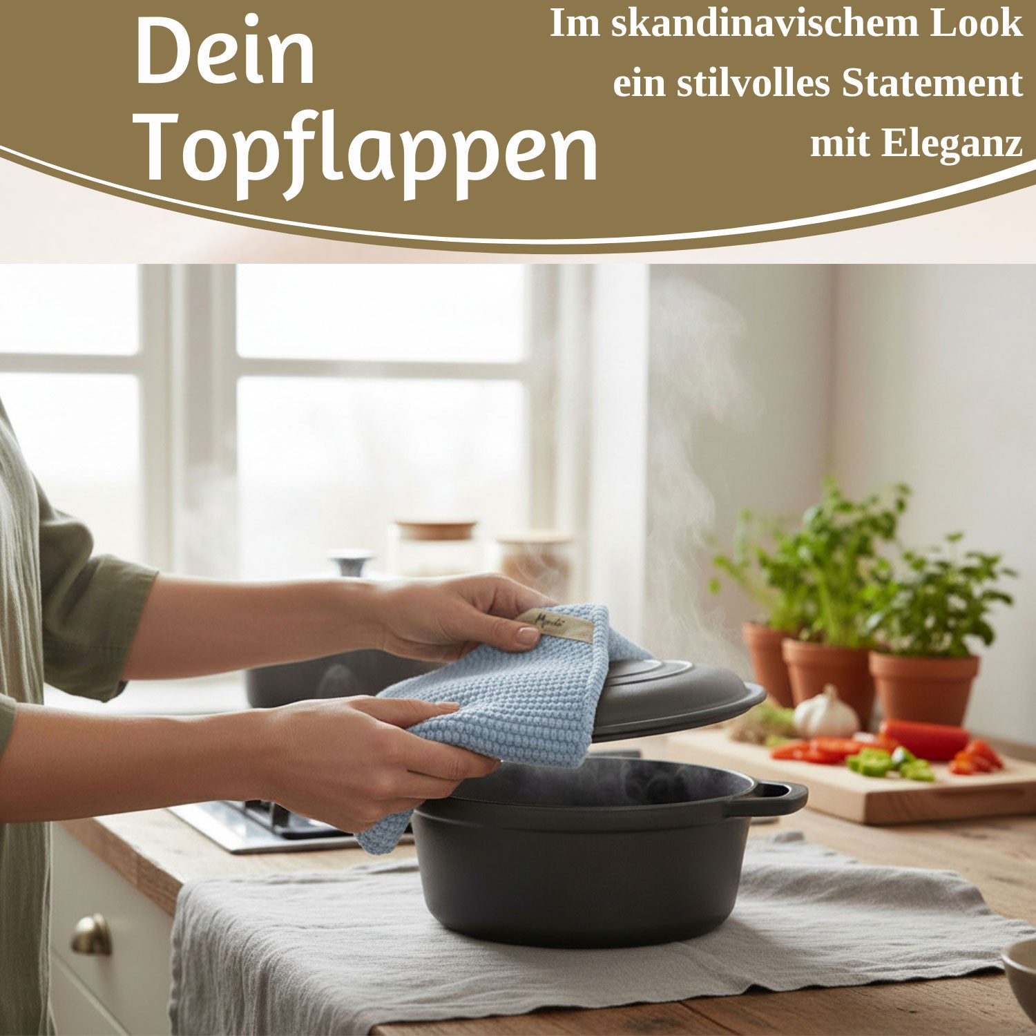 LS-LebenStil Mynte Topflappen 22cm Blau Baumwolle OEKO-TEX