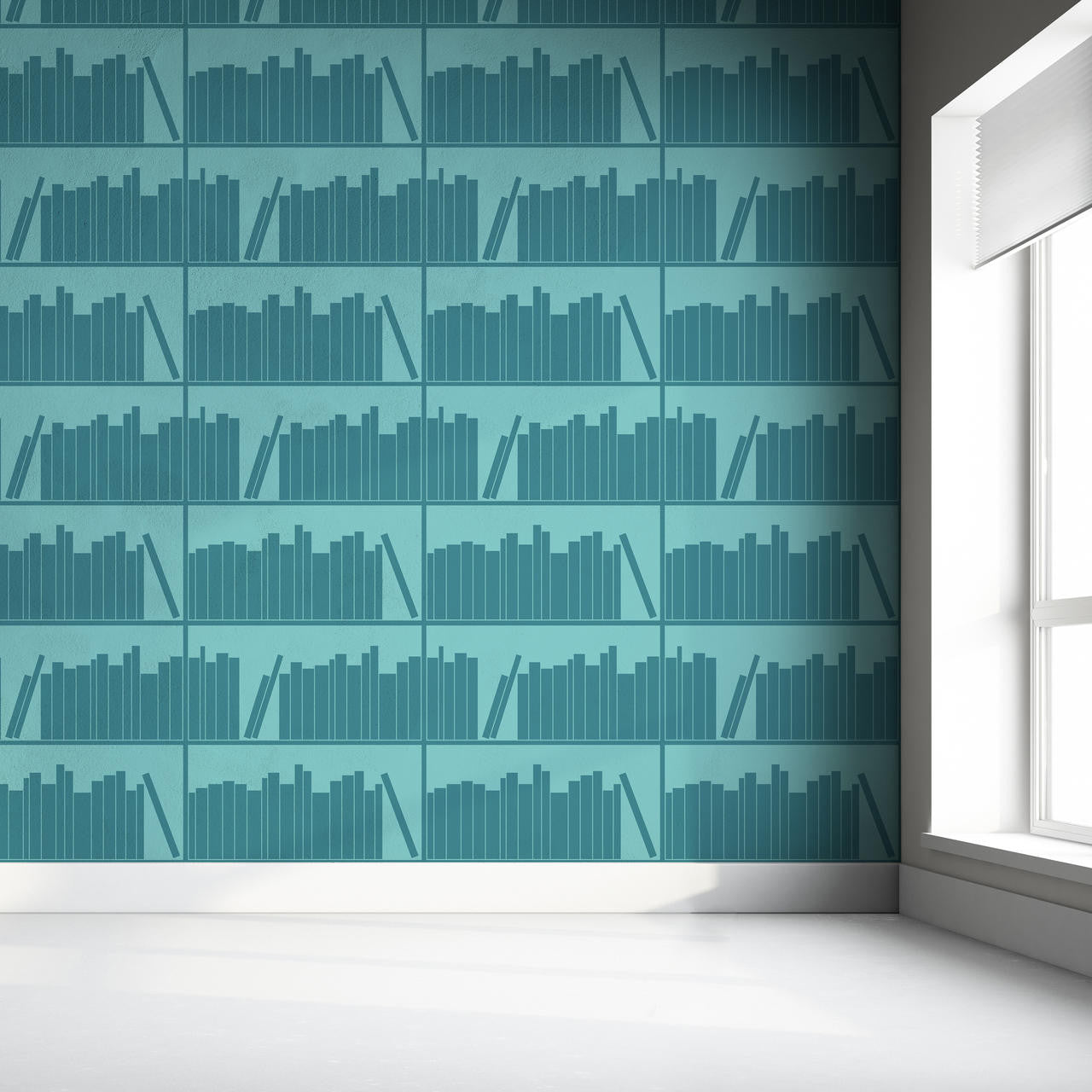 Mineheart Bookshelf Vliestapete Aquamarin 52x1000cm