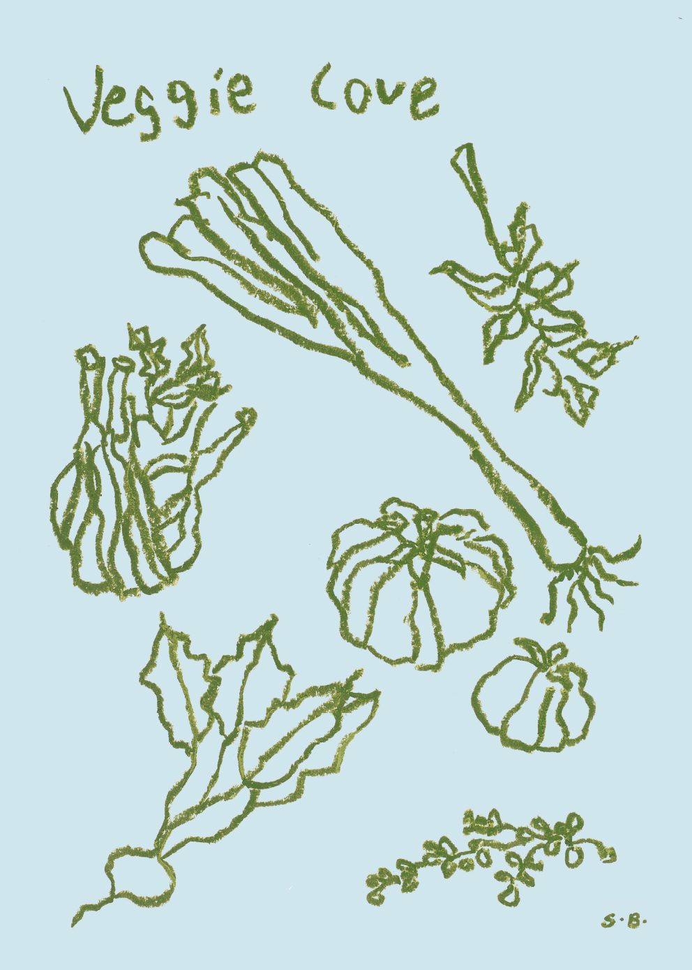 The Poster Club Veggie Love Kunstdruck A4 grün