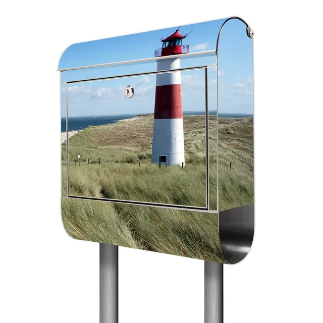 Banjado Briefkasten Leuchtturm Standbriefkasten Edelstahl A4