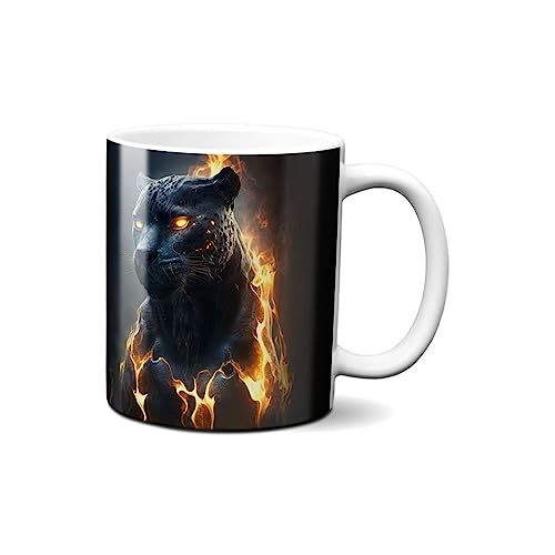 Hustling Sharks Wandbilder Feuriger Panther Tasse 330ml weiß Keramik