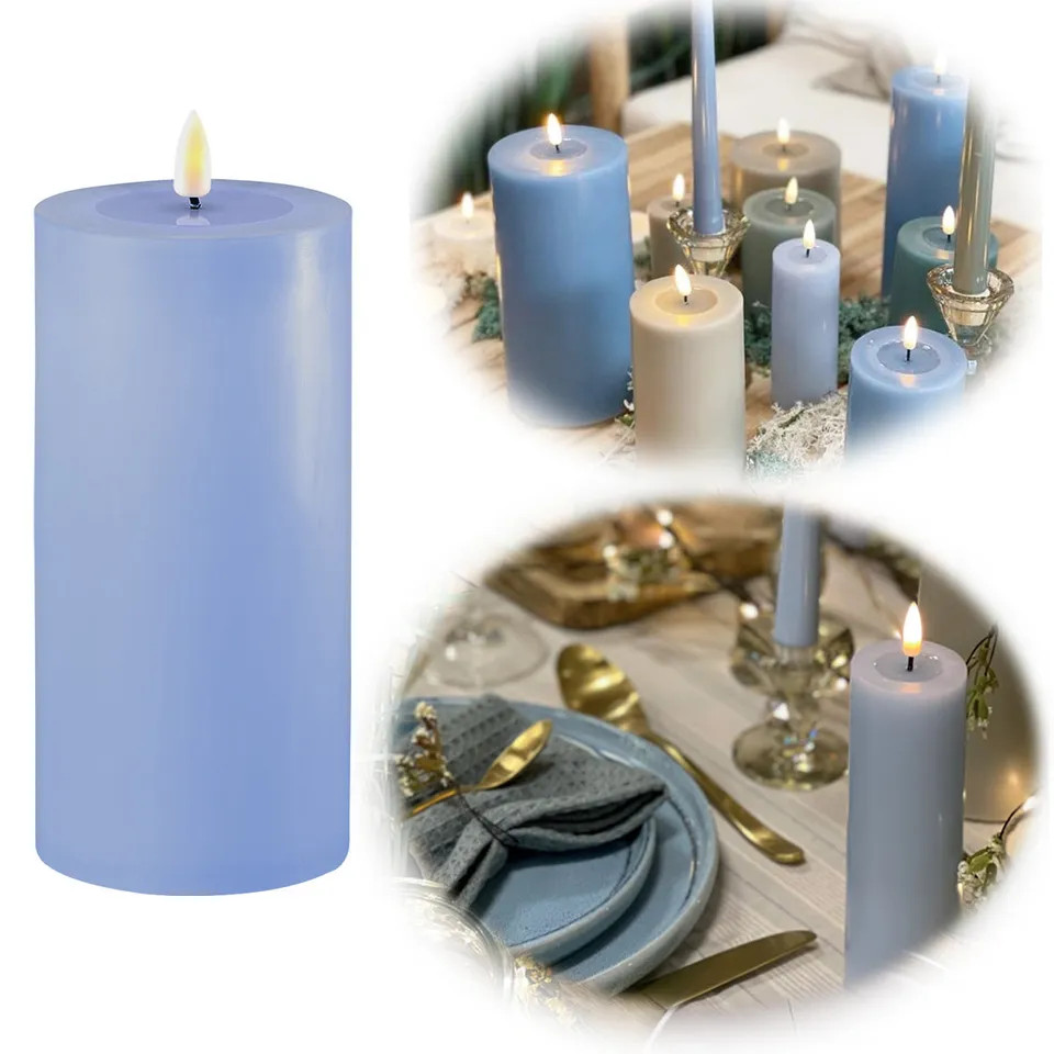LS-LebenStil Möbel & Wohnen Real Flame LED-Kerze 15x7,5cm Blau