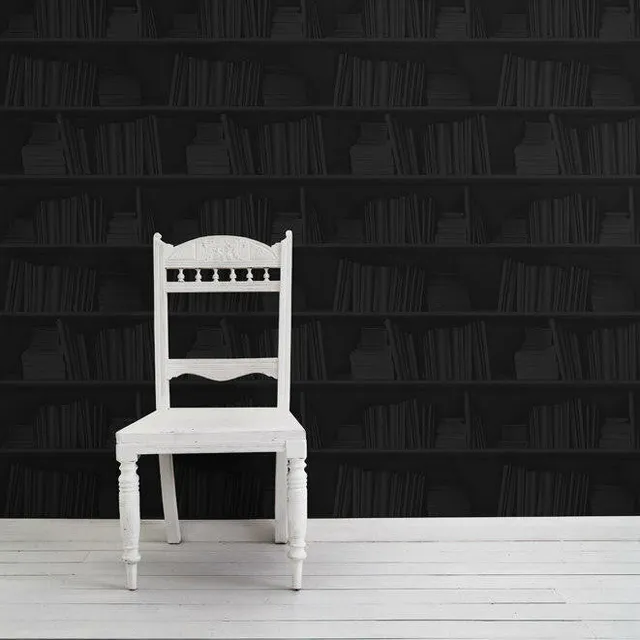 Mineheart Black Bookshelf Tapete Bücherregal Schwarz