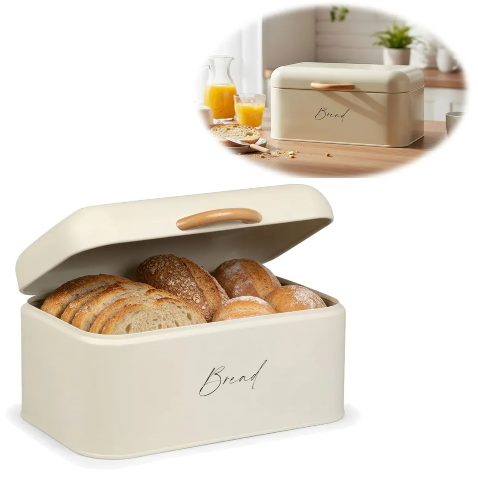 LS-LebenStil Küche & Haushalt Brotkasten Bread weiß Metall 30cm