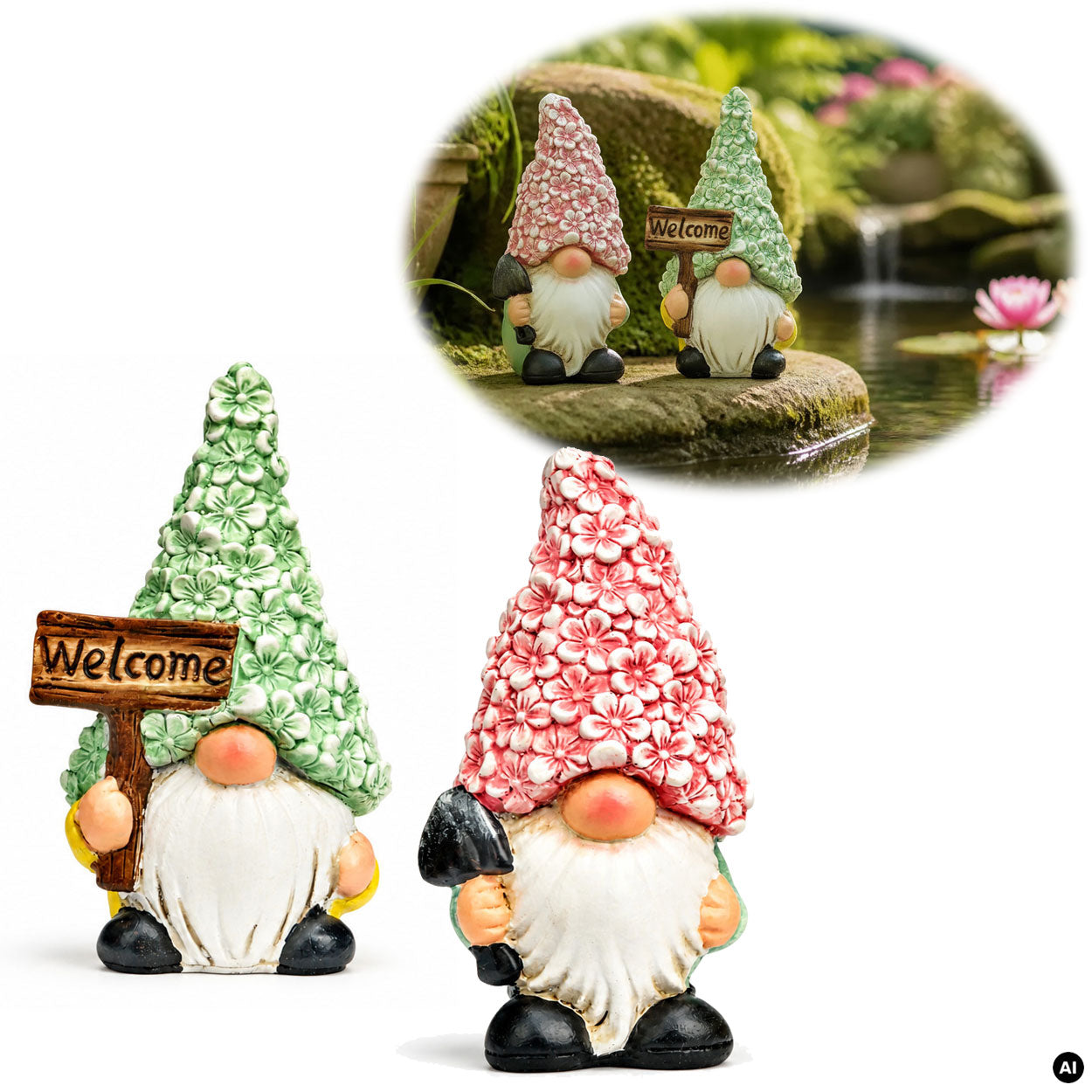 LS-LebenStil Garten & Camping Wichtel Figuren 16cm 2er Magnesia