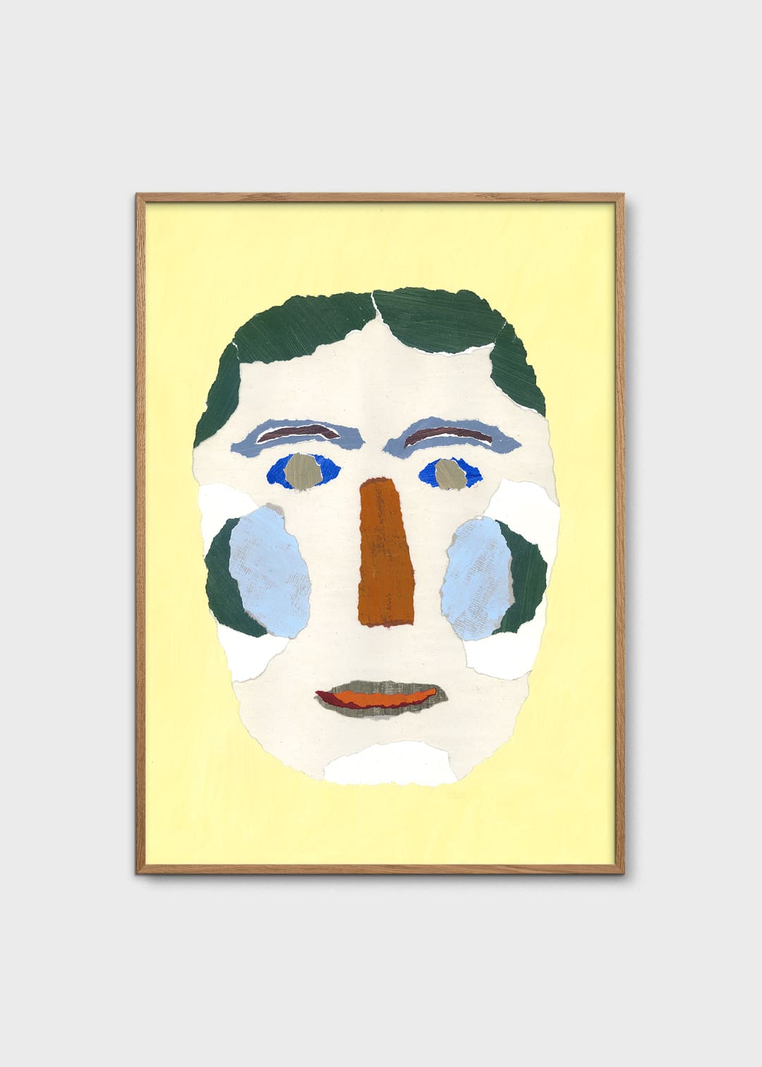 The Poster Club Blue Cheek Portrait Kunstdruck A4 grün-gelb