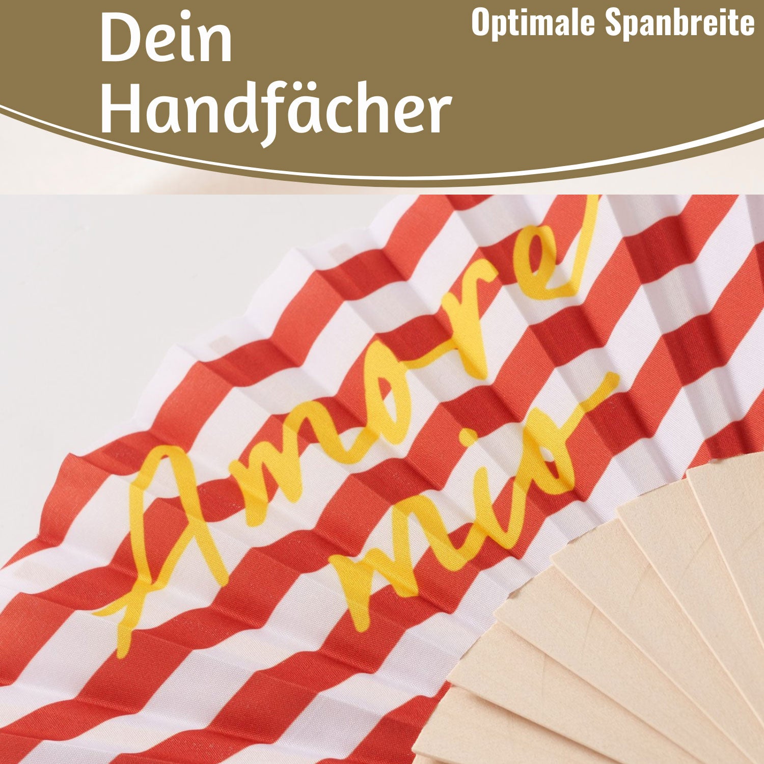 LS-LebenStil Amore Mio Handfächer rot weiß gelb Holz Stoff