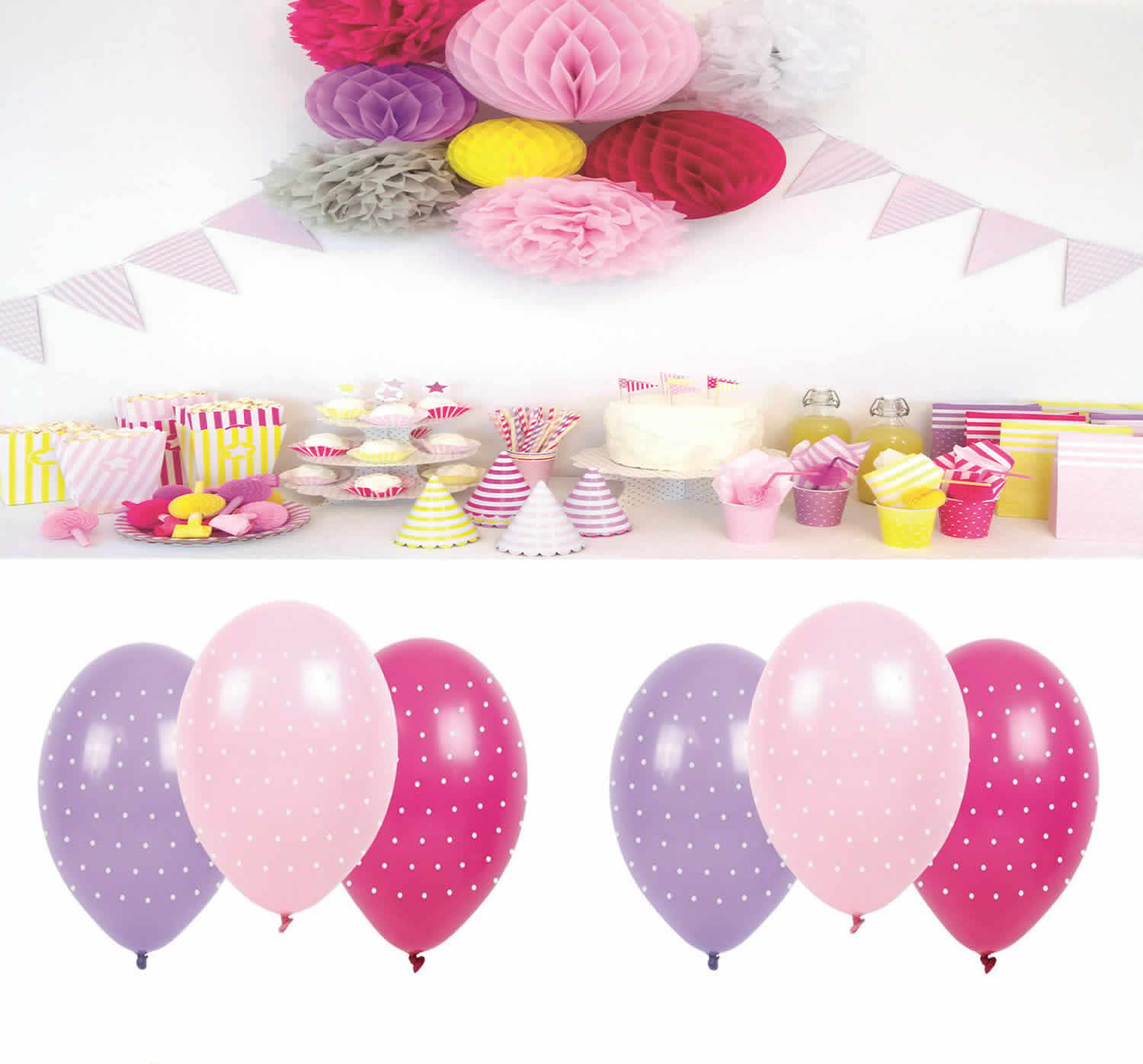 JaBaDaBaDo B2004 Luftballons 6er pink rosa lilia Naturlatex Party