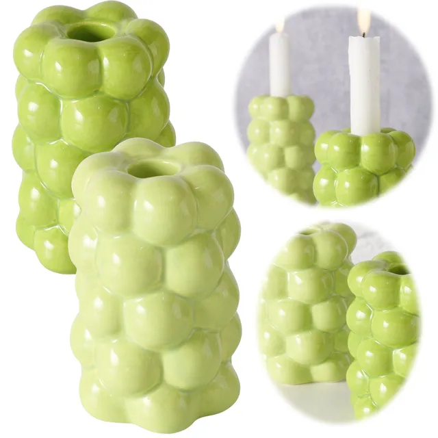 LS-LebenStil Las Veduras Kerzenständer Grün 12cm 2er Set