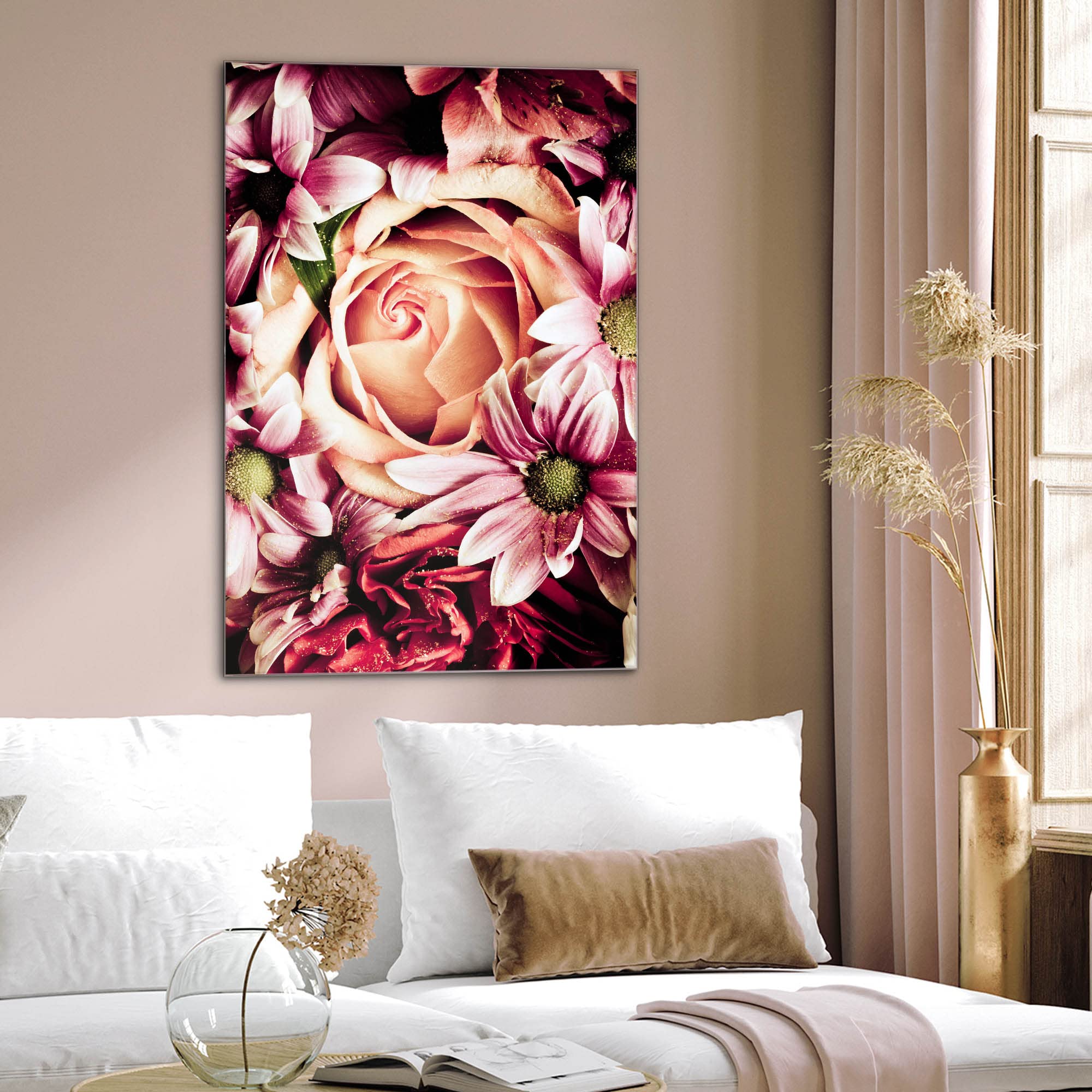 Banjado Magnettafel Brautstrauss Rosen Board 40x60 Glas