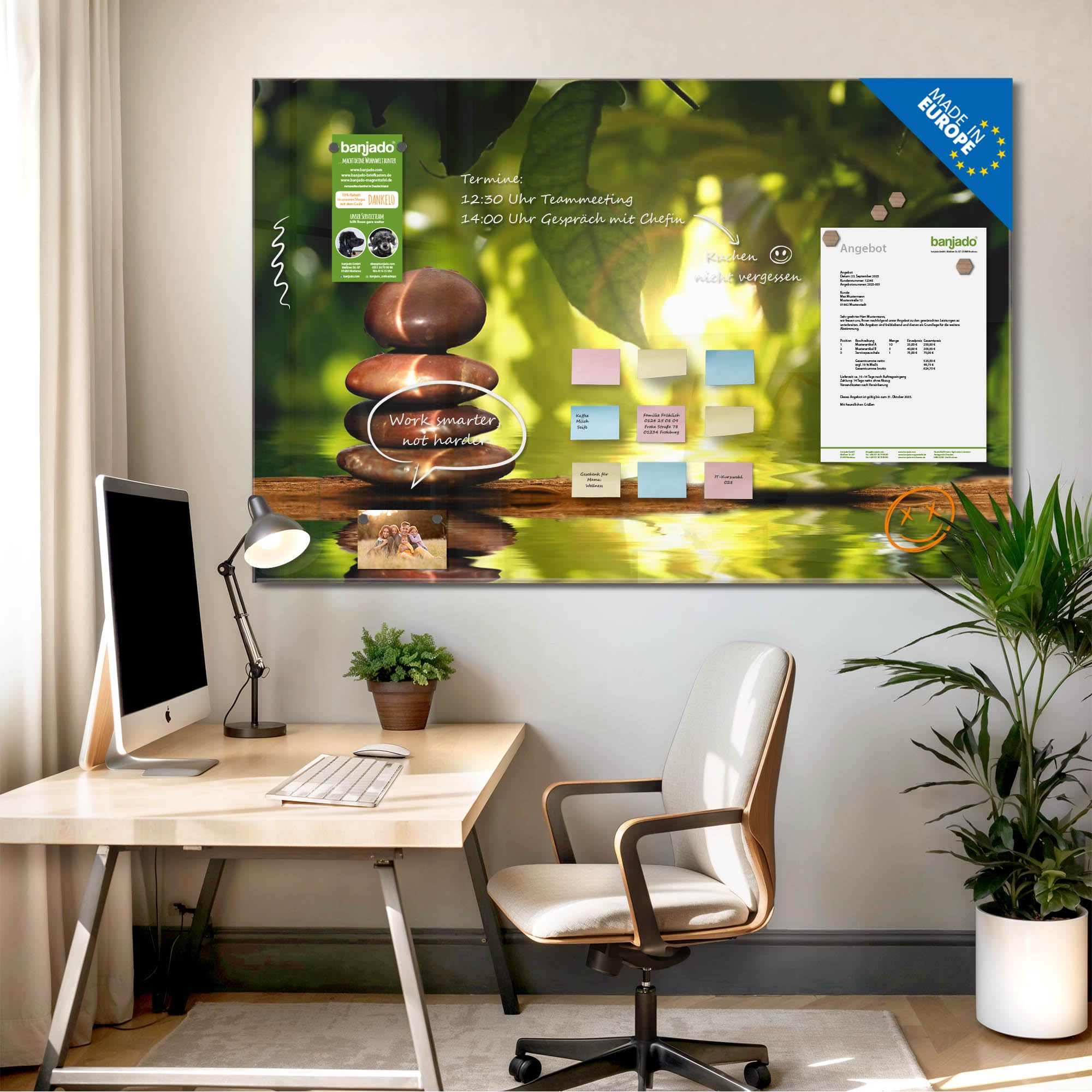 Banjado Magnettafel Feng Shui Magnettafel 120x80 cm Glas