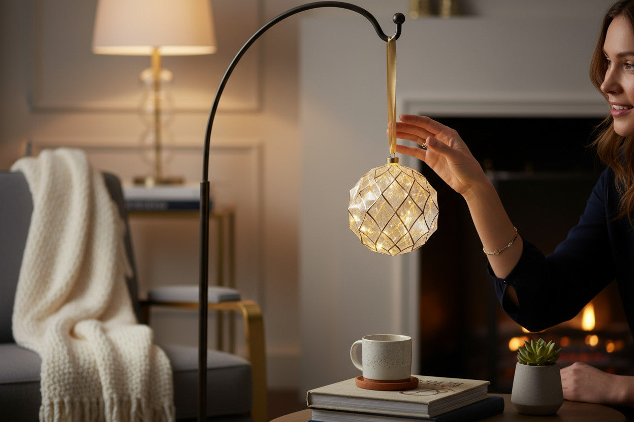 LS-LebenStil Kampen Lichtkugel 14cm Gold 30 LED Timer