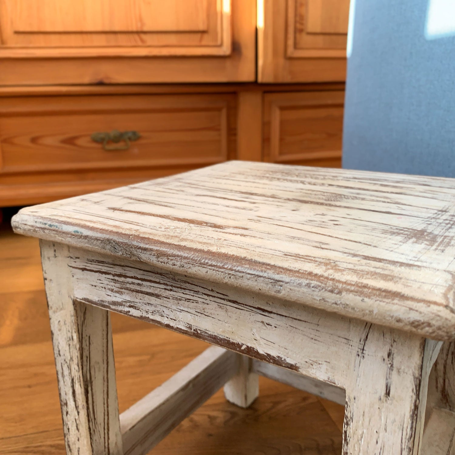 LS-LebenStil Fußhocker Holz Weiß 26cm Tritthocker Schemel