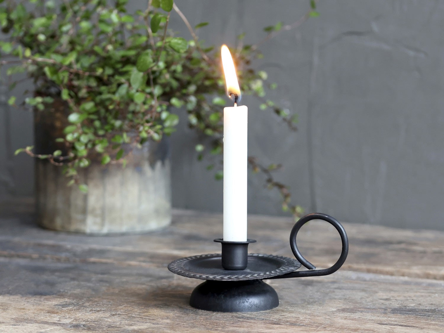LS-LebenStil Möbel & Wohnen Stabkerzenhalter Schwarz Griff 11cm