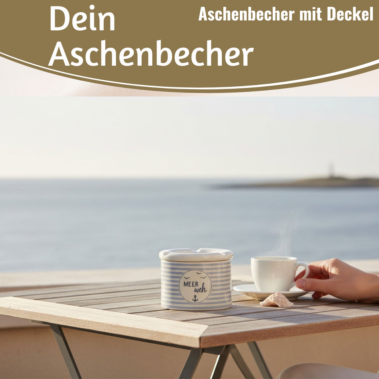 LS-LebenStil Küche & Haushalt Sturmaschenbecher Meer-Weh 10cm