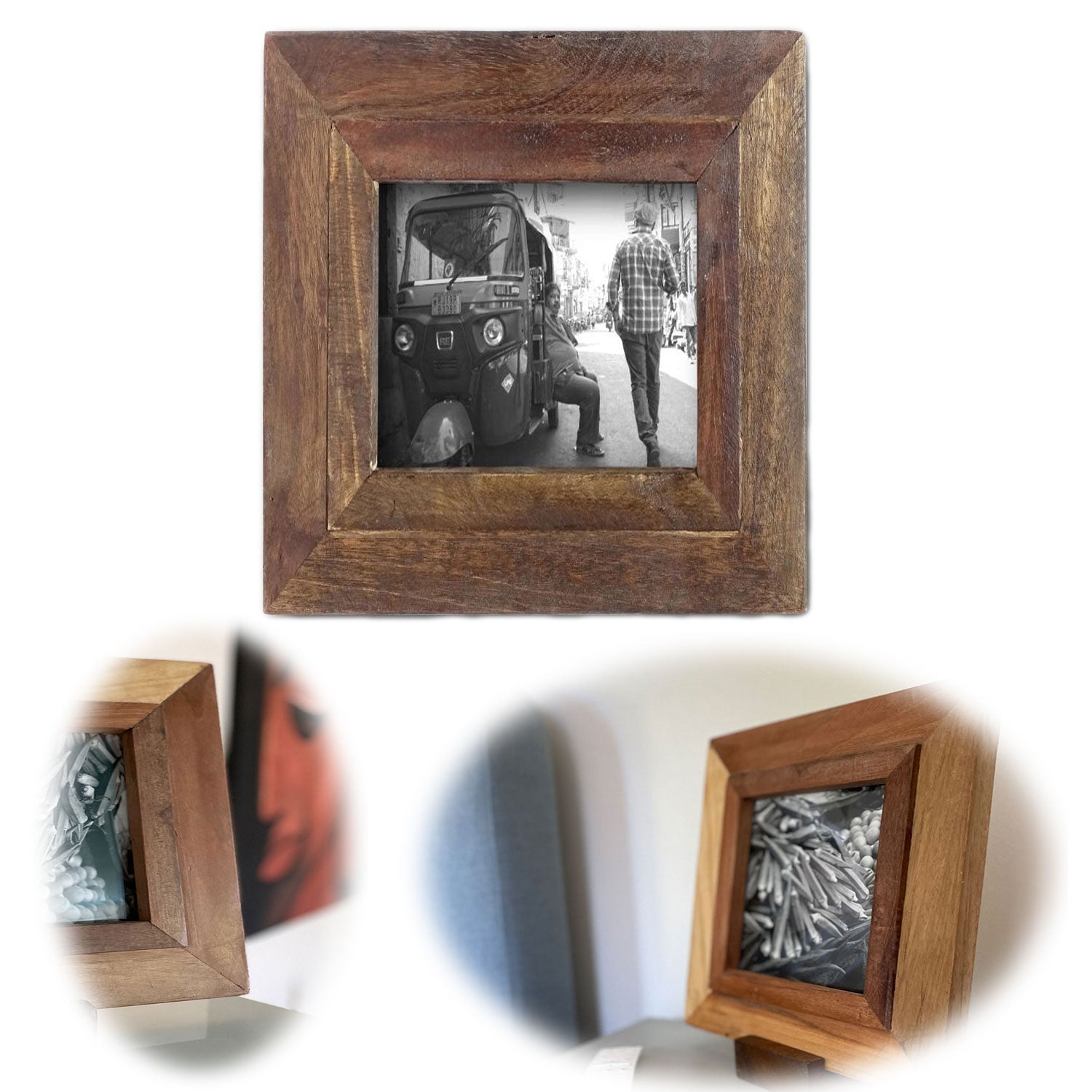 LS-LebenStil Bilderrahmen Fundholz 15x15cm Natur Retro