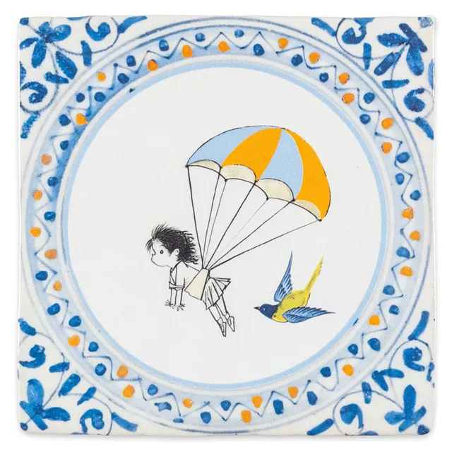 Storytiles Delft Blue Droomvlucht Wandfliese Vogel 10x10 cm