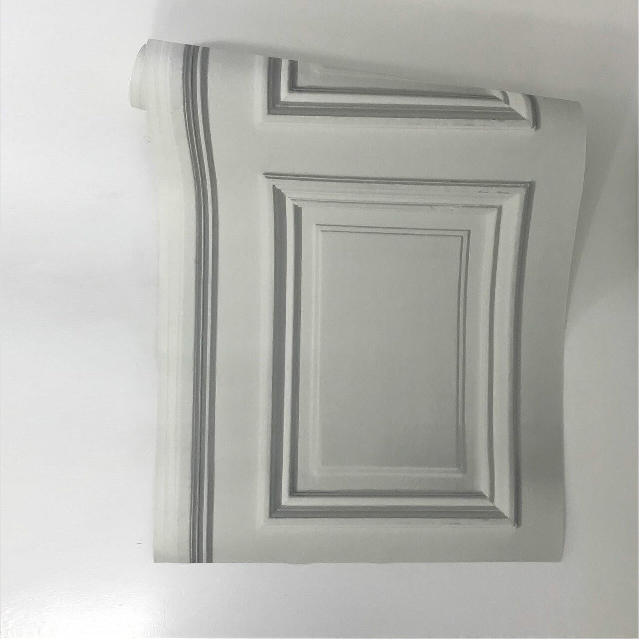Mineheart Wallpaper White Panelling Tapete Rolle Hellgrau