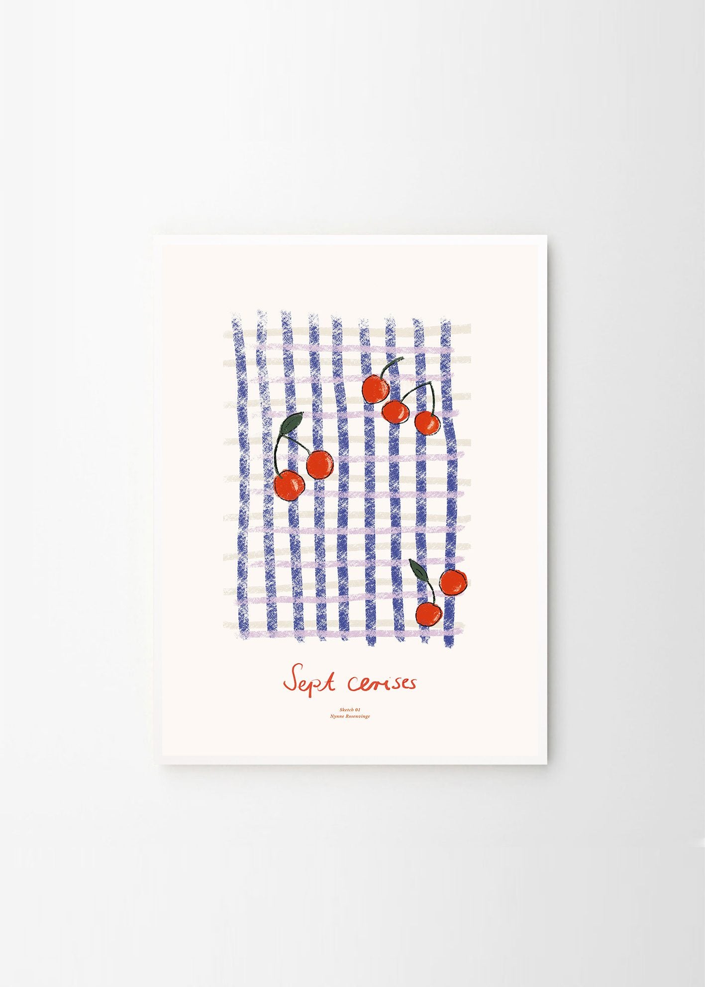 The Poster Club Sept Cerises Kunstdruck 30x40 cm Blau