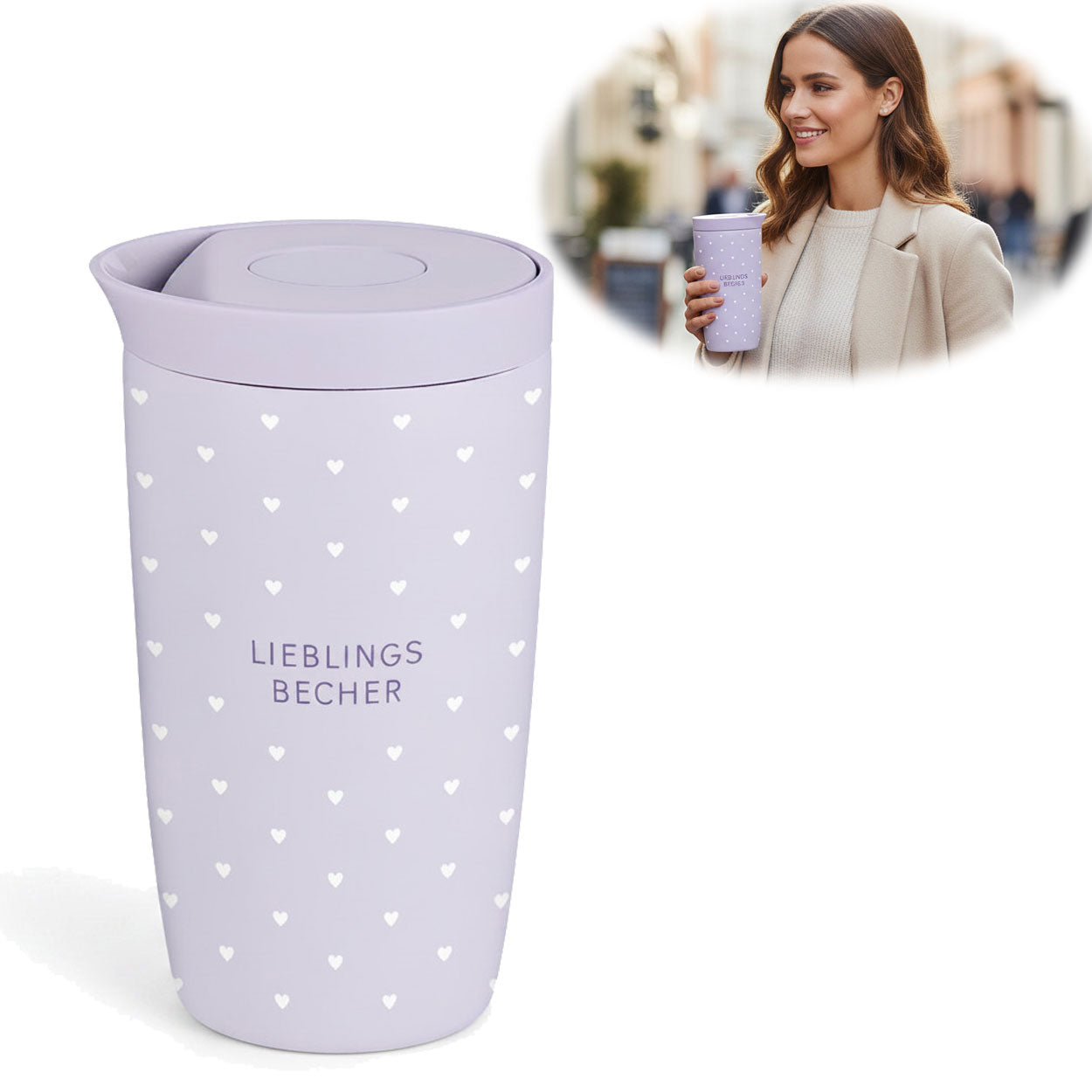LS-LebenStil Thermobecher Lieblingsbecher 350ml Edelstahl lila