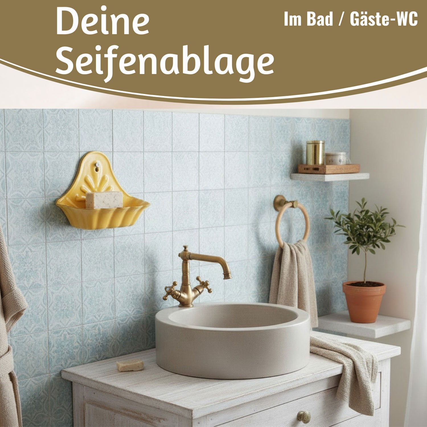 IB Laursen Seifenschale Emaille Gelb 16cm Wandmontage