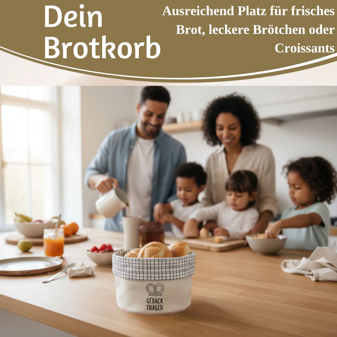 LS-LebenStil Küche & Haushalt Brotkorb Stoff Creme 20x16cm Baumwolle