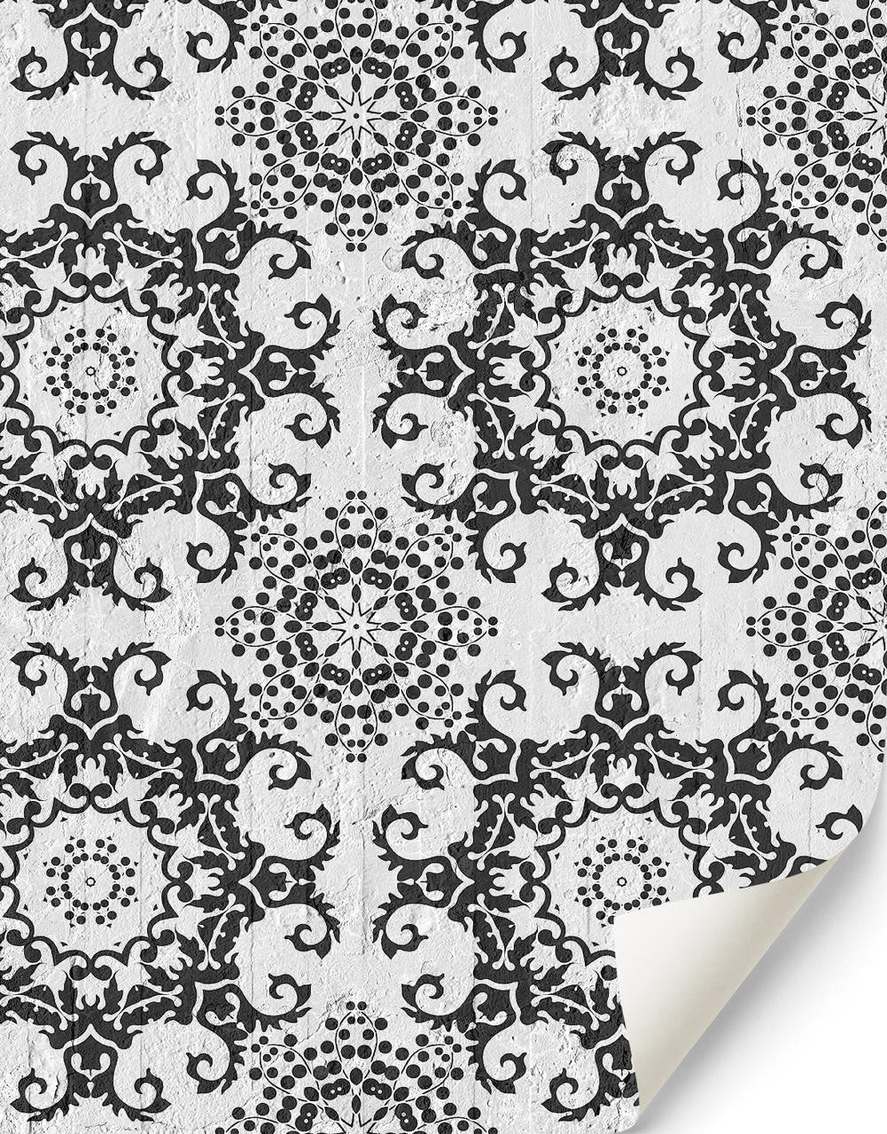 Mineheart Black Geometric Damask Tapete schwarz Vlies