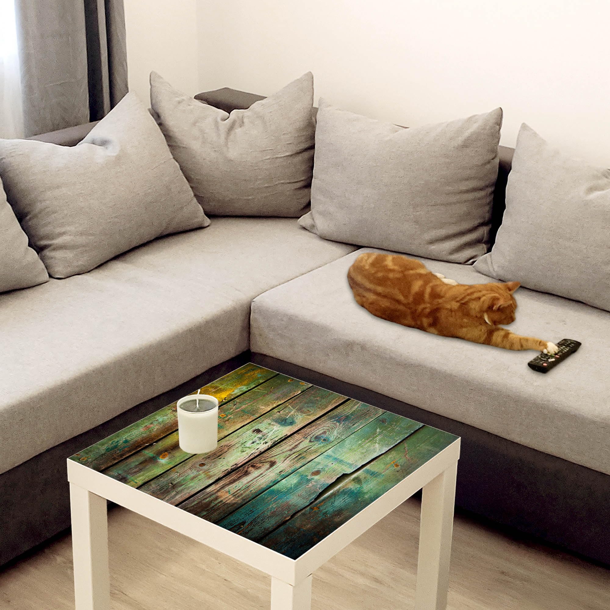 Banjado Möbelfolie Grünes Holz Tischfolie 55x55 selbstklebend