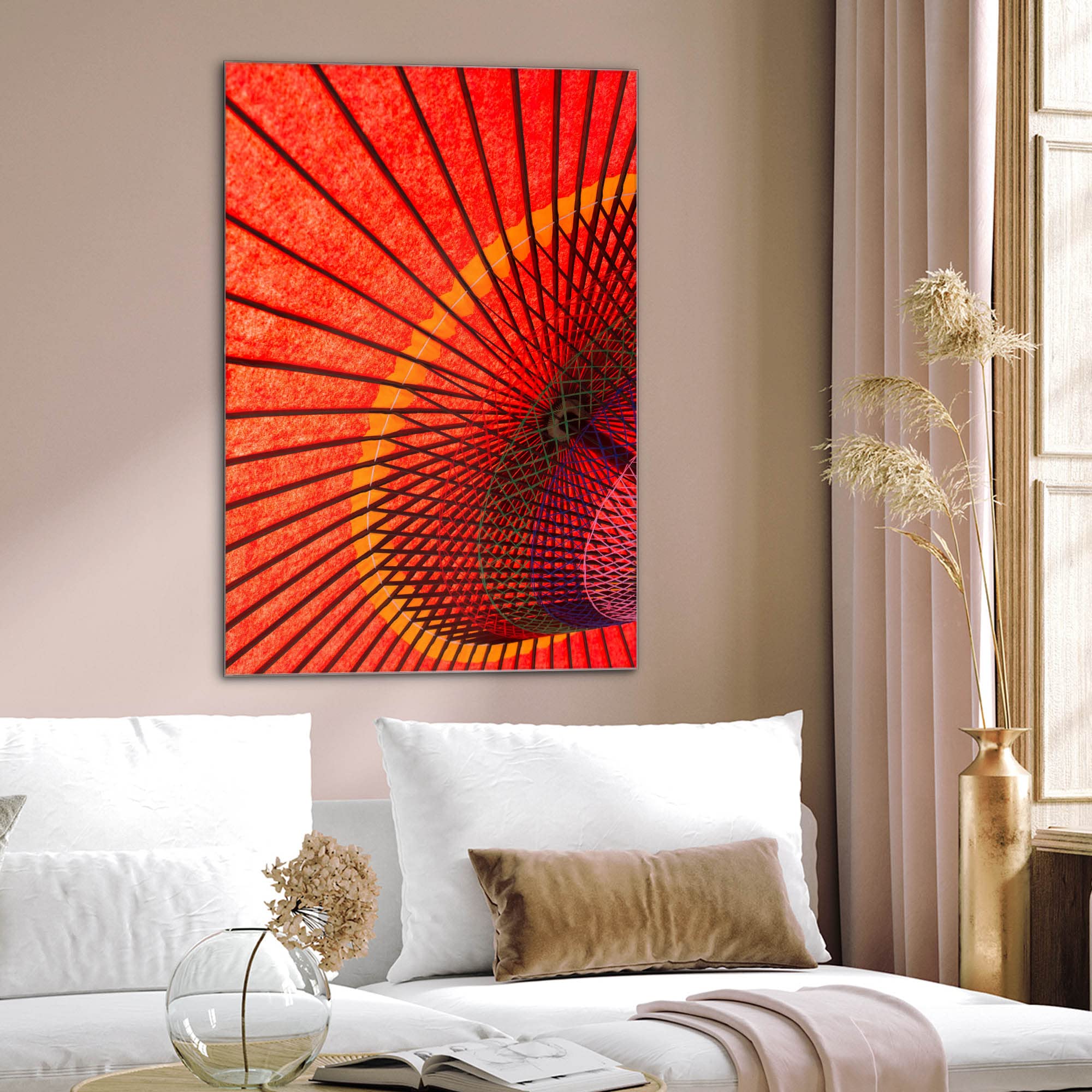Banjado Magnettafel Glas 40x60cm Magnetwand Roter Schirm Abstrakt