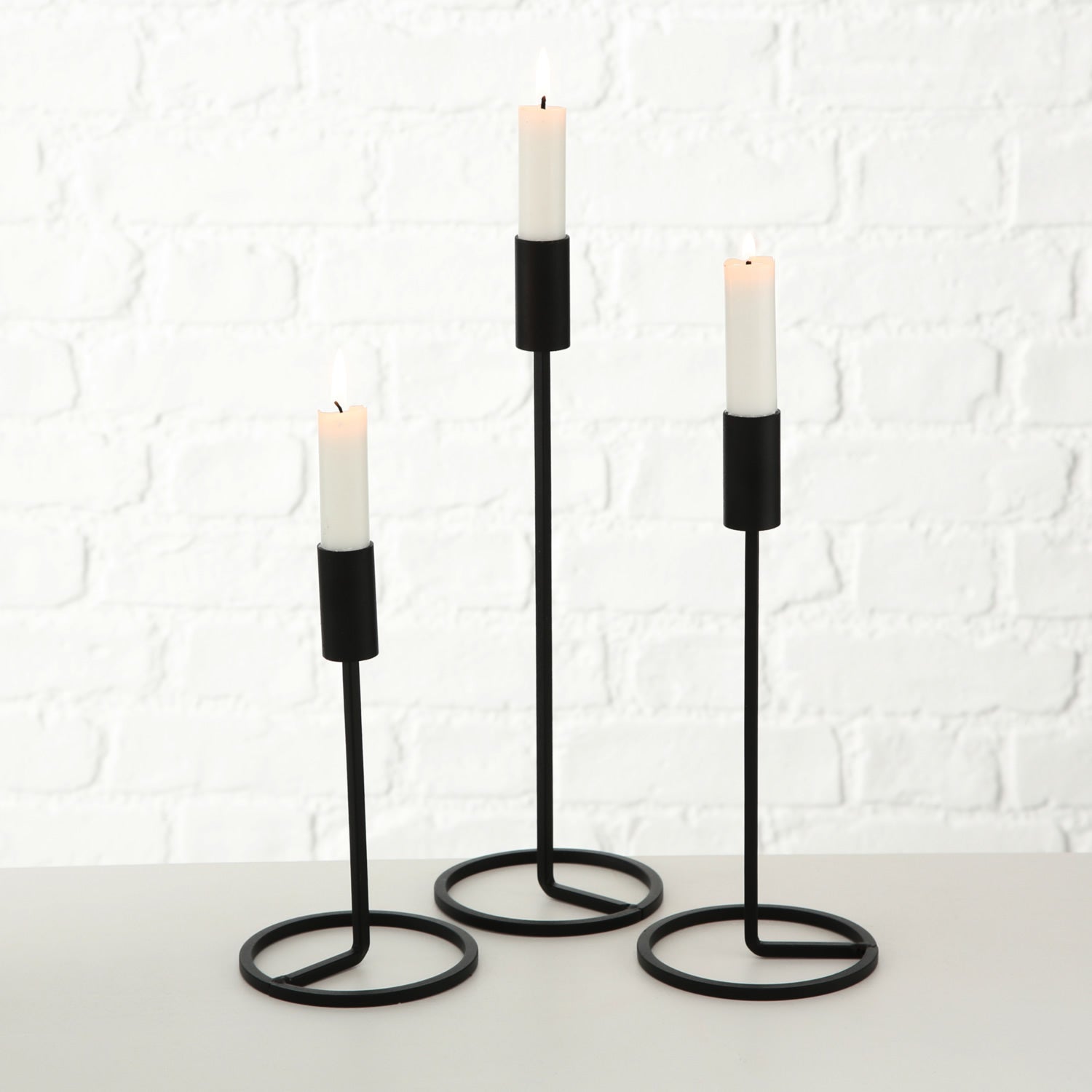 LS-LebenStil Vintage Kerzenständer 3er Schwarz Metall