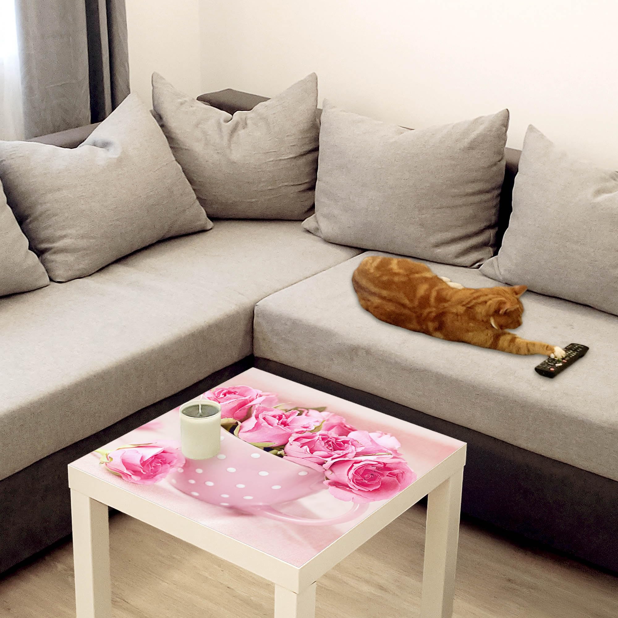 Banjado Möbelfolie Tischfolie Tasse Voll Rosen 55x55 Klebefolie