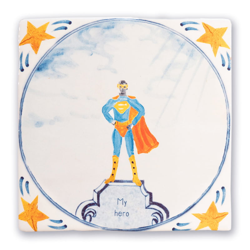 StoryTiles Delft Blue Superman Wandfliese 10x10 personalisierbar