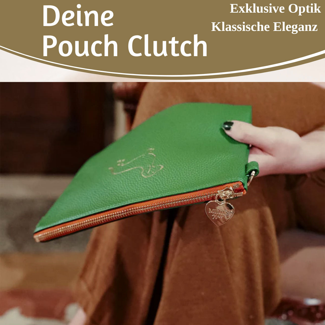 Mimi's Glow Lia Clutch Dackel 22cm Grün PU-Leder