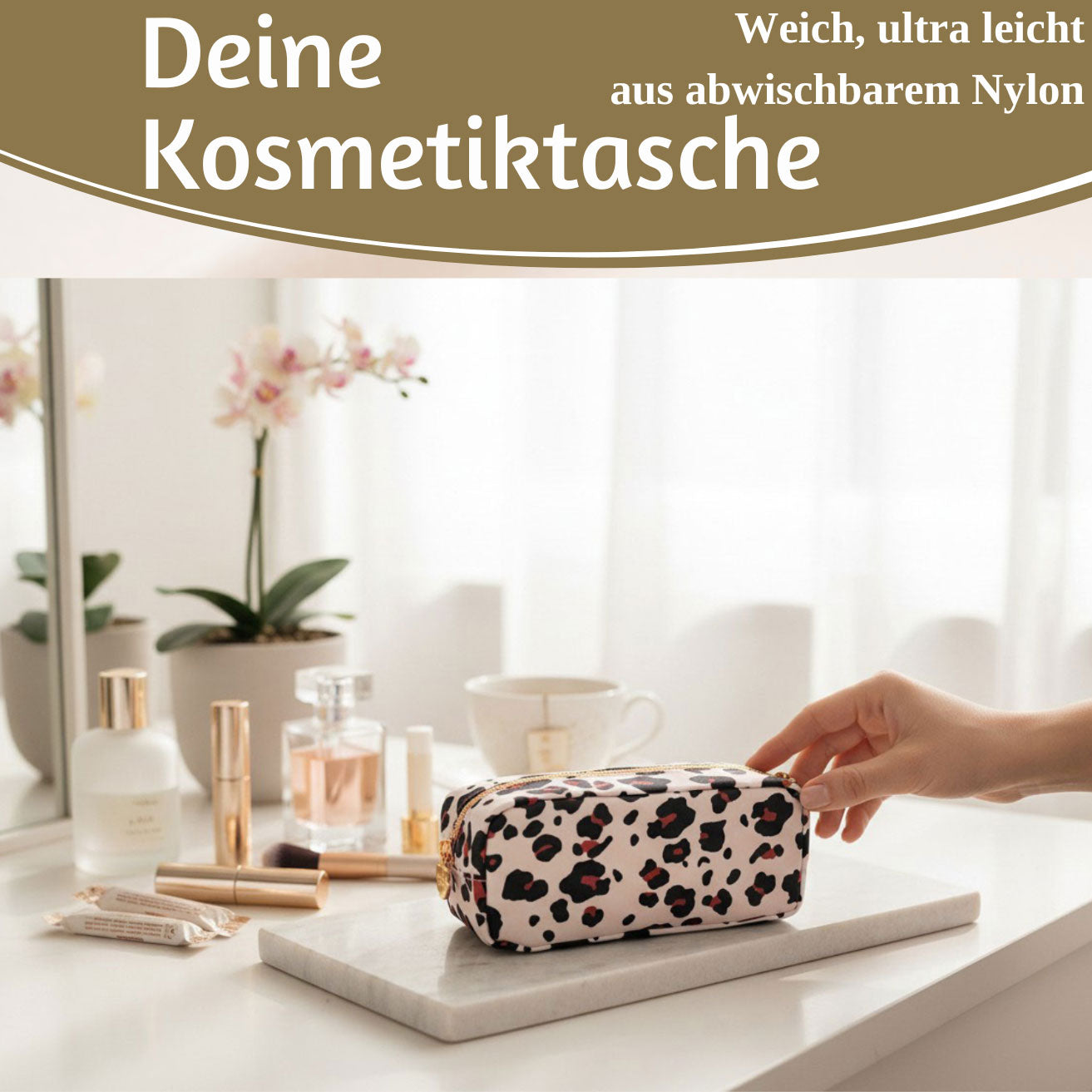 Mimi's Glow Suki Kosmetiktasche Leo Beige 21x7 cm Nylon
