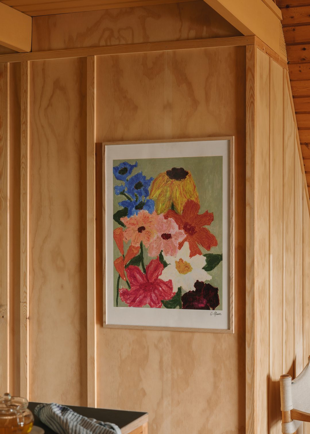The Poster Club Art Prints Flowers on Sage Green Poster 30x40 grün