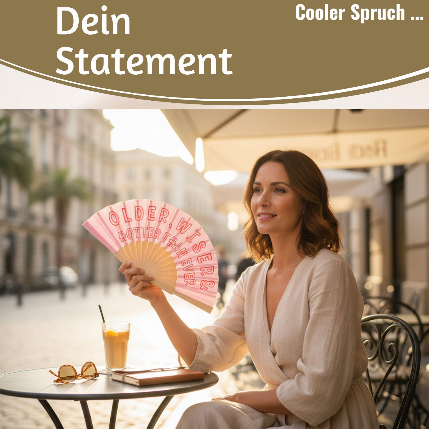 LS-LebenStil Older Wiser Hotter Fächer Pink Rot faltbar