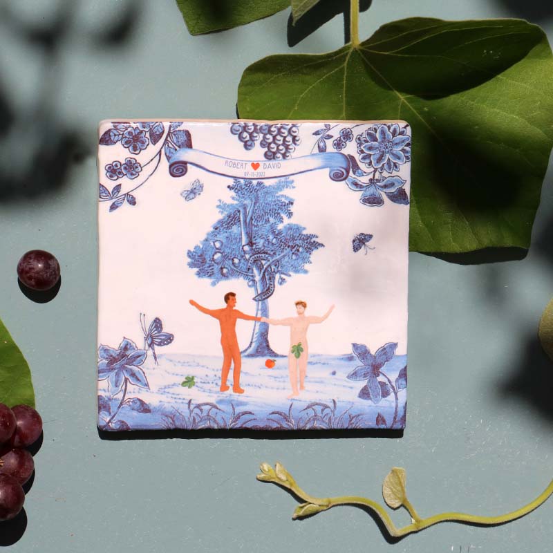 Storytiles Delft Blue Adam & Adam Wandfliese 10x10 cm Liebe