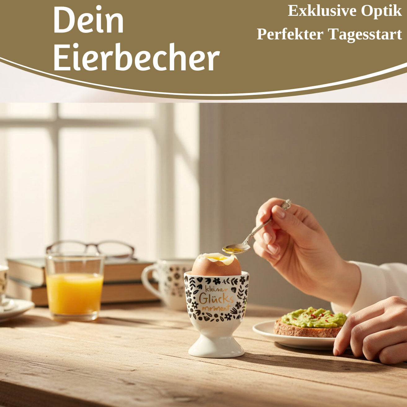 LS-LebenStil Küche & Haushalt Eierbecher Gold kleiner Glücksmoment