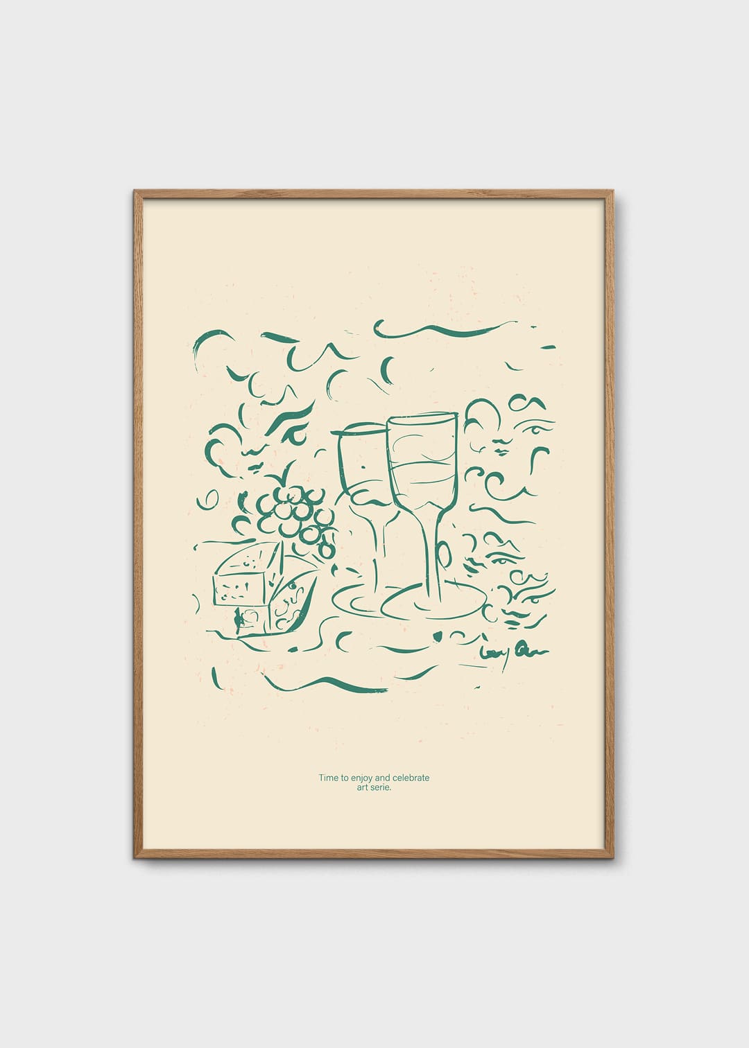 The Poster Club Art Prints Cheese and Wine Kunstdruck 30x40 cm beige