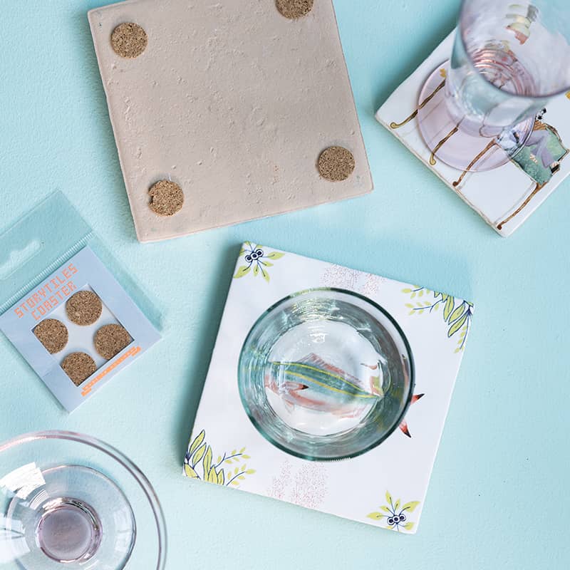 Storytiles Tile holders Kurken stickers Kork 4 Stück Untersetzer