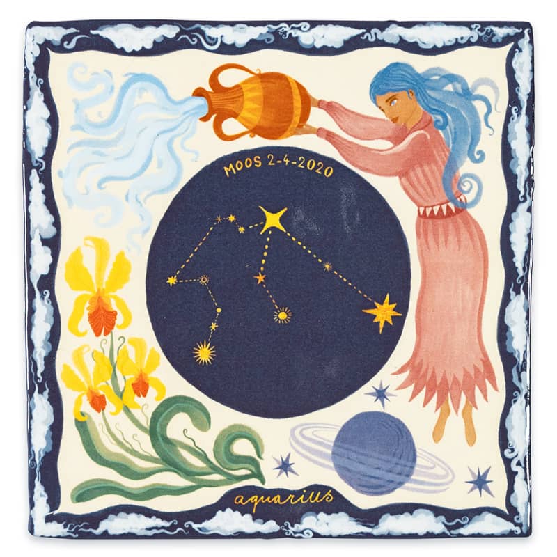 Storytiles Delft Blue Aquarius Wandfliese Sternzeichen Wassermann