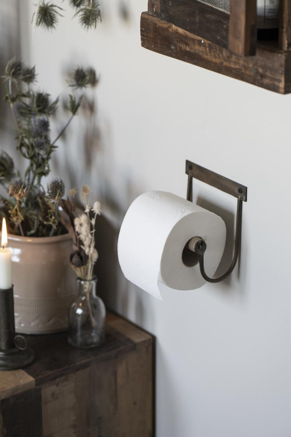 LS-LebenStil Altum Toilettenpapierhalter Bronze 14cm Metall Holz